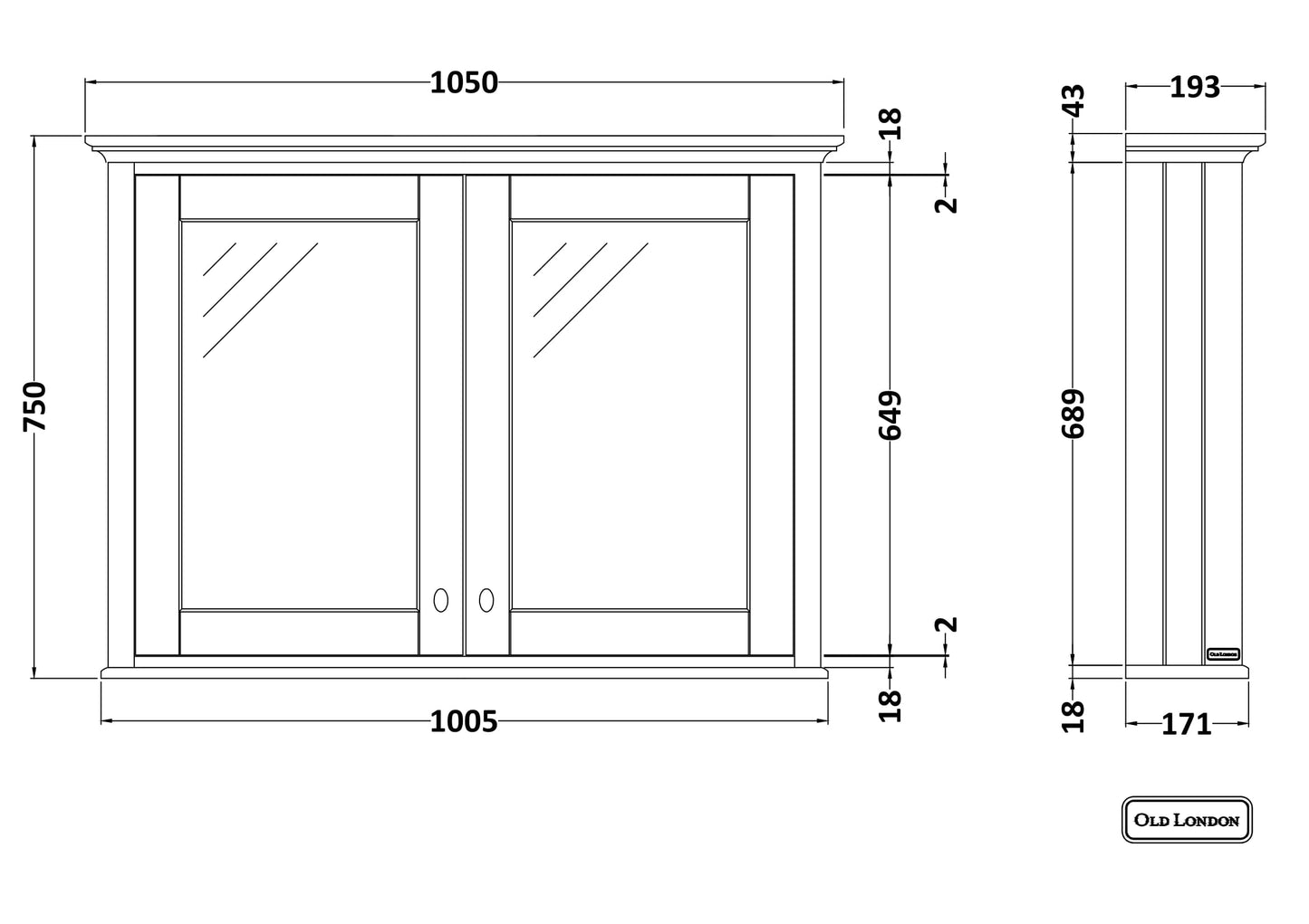 Hudson Reed 1050mm Mirror Cabinet