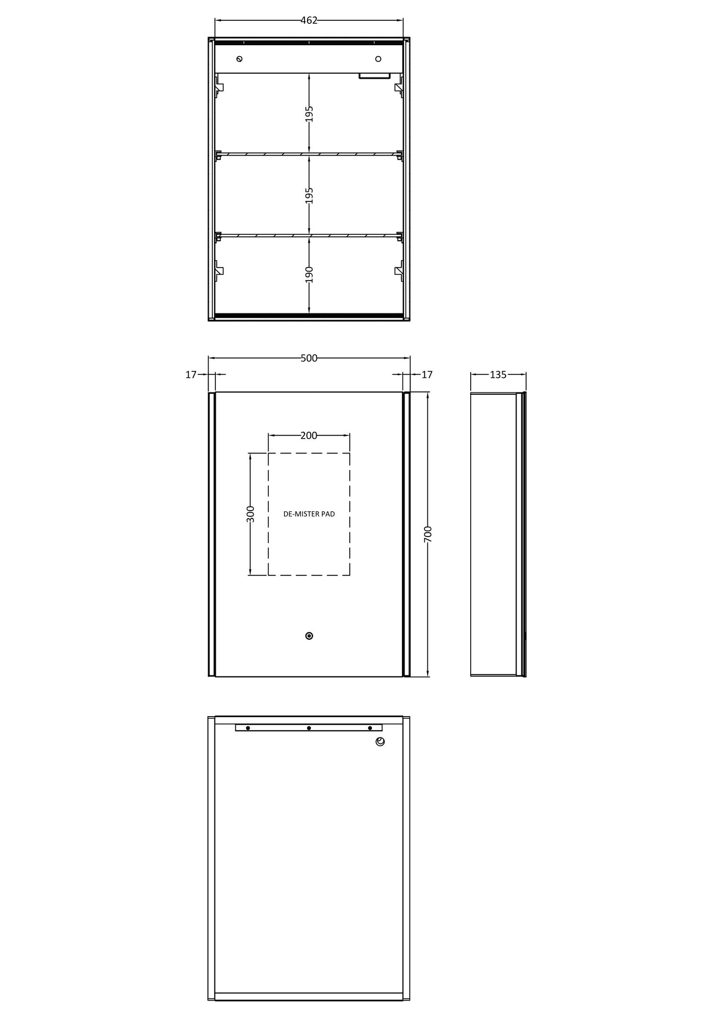 NUIE 500mm Mirror Cabinet