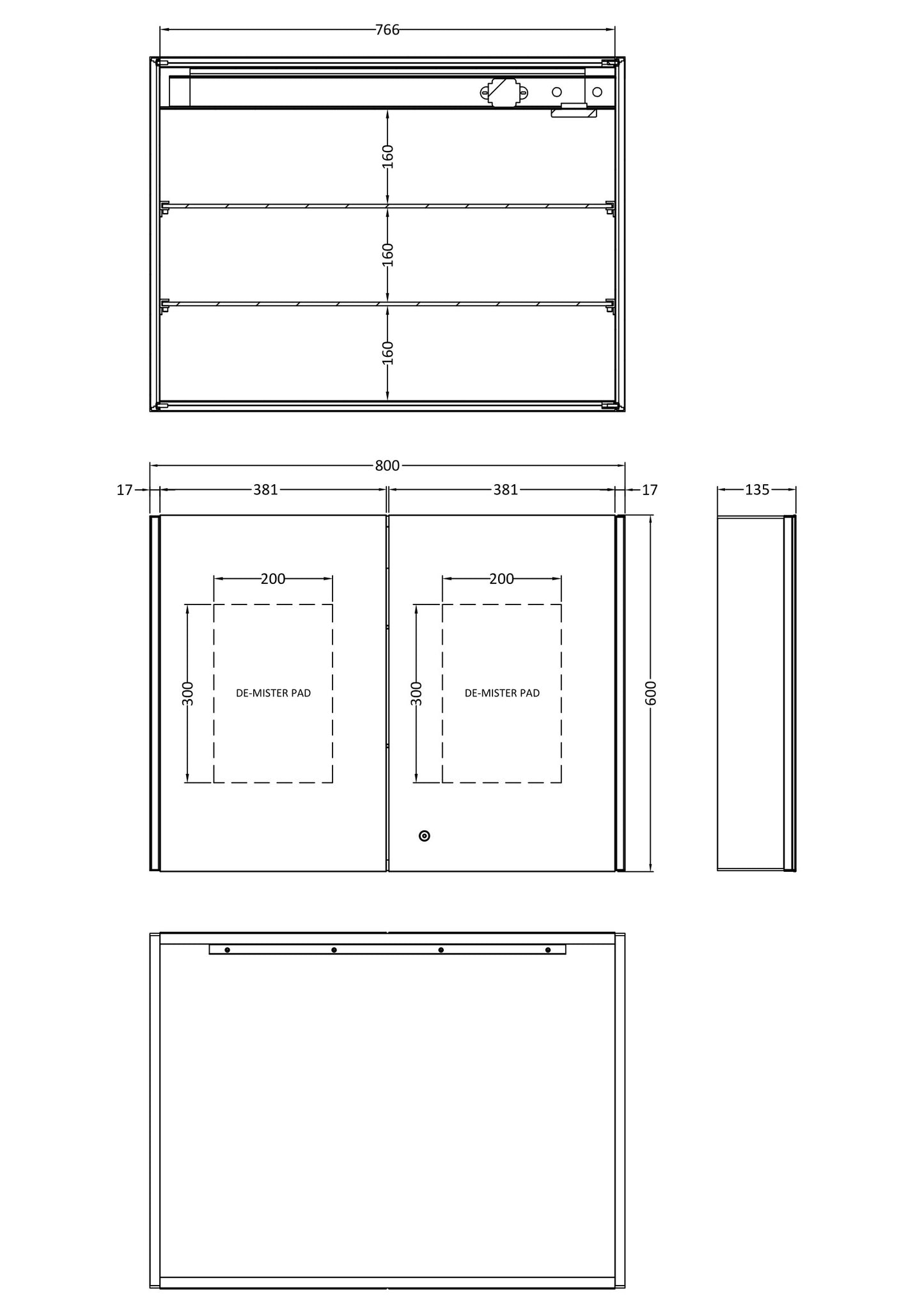 NUIE 800mm Mirror Cabinet