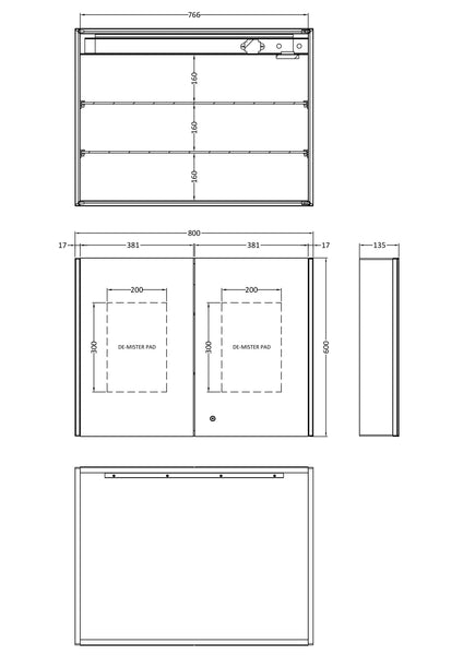 NUIE 800mm Mirror Cabinet