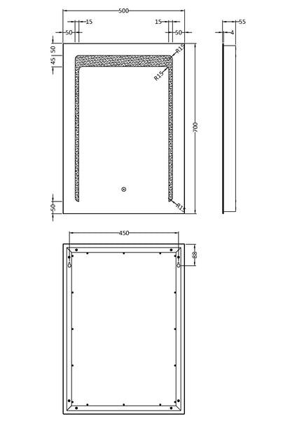 NUIE 700 x 500 LED Mirror