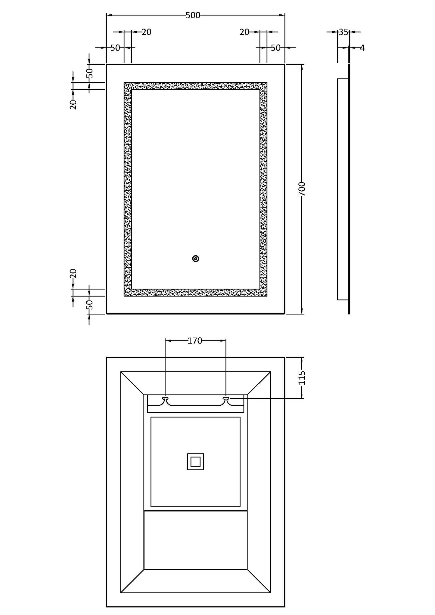 NUIE 700 x 500 Touch Sensor Mirror