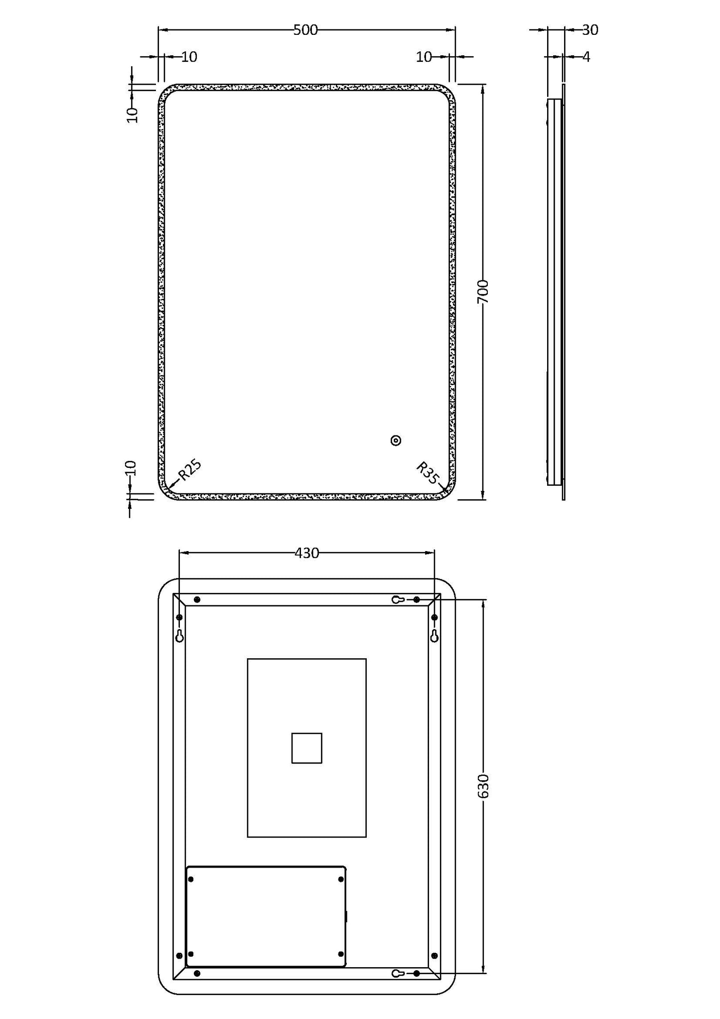 NUIE 700 x 500 Ambient Mirror