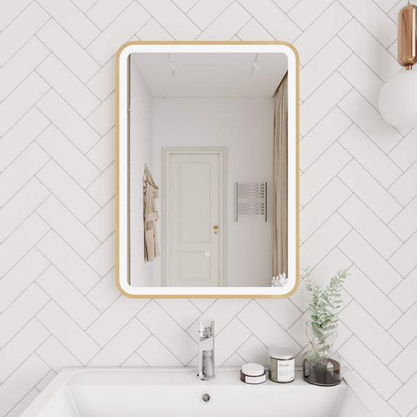 NUIE 700 x 500 Brushed Brass Framed Mirror