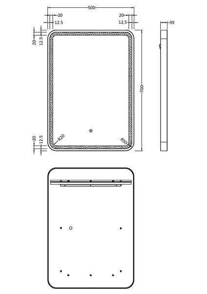 NUIE 700 x 500 Brushed Brass Framed Mirror