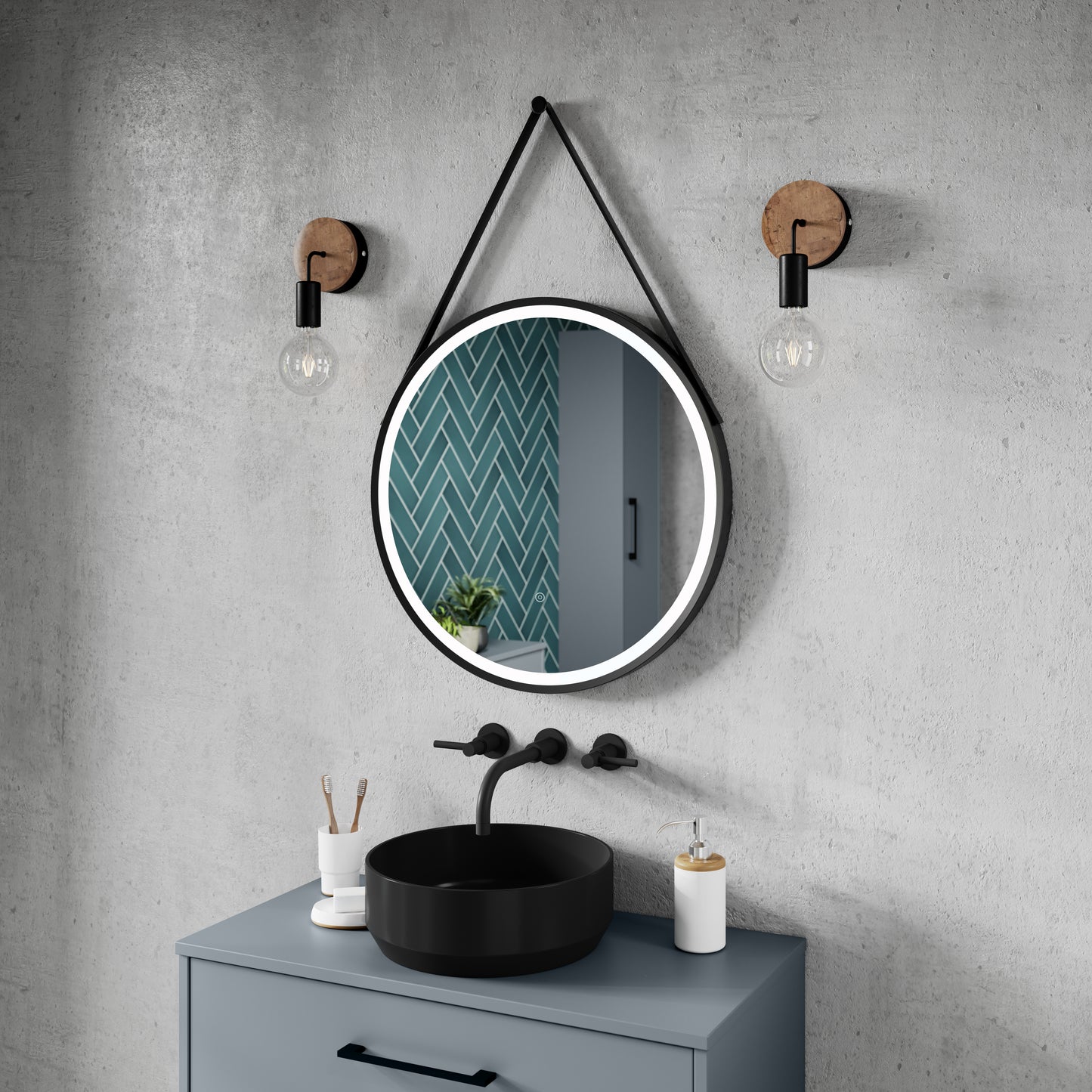 NUIE 600mm Round Illuminated Mirror