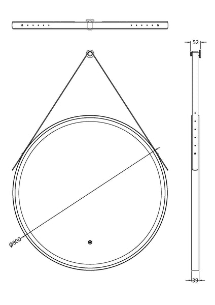 NUIE 800mm Round Illuminated Mirror