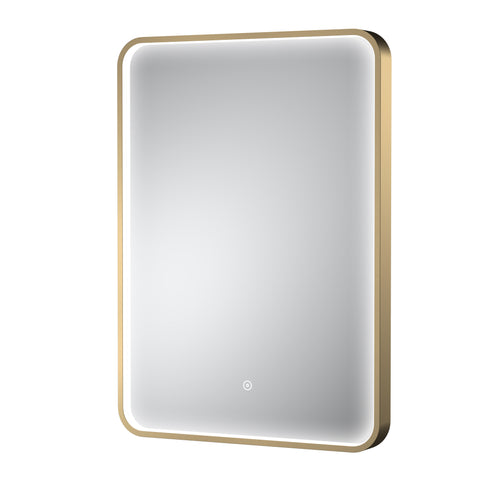 NUIE Brushed Brass Frame LED Mirror - 700 x 500mm