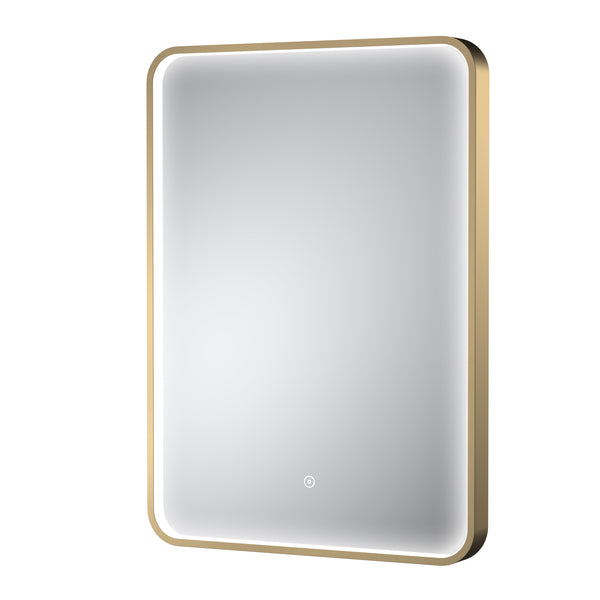 NUIE Brushed Brass Frame LED Mirror - 700 x 500mm