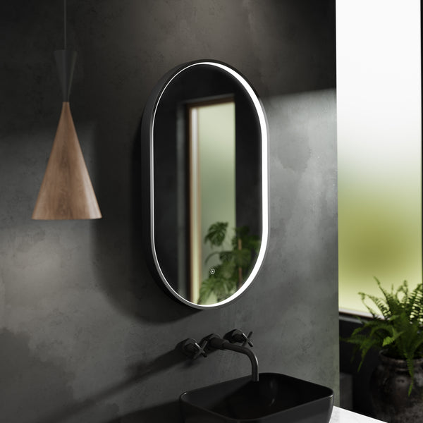 NUIE Black Frame LED Mirror - 800 x 500mm