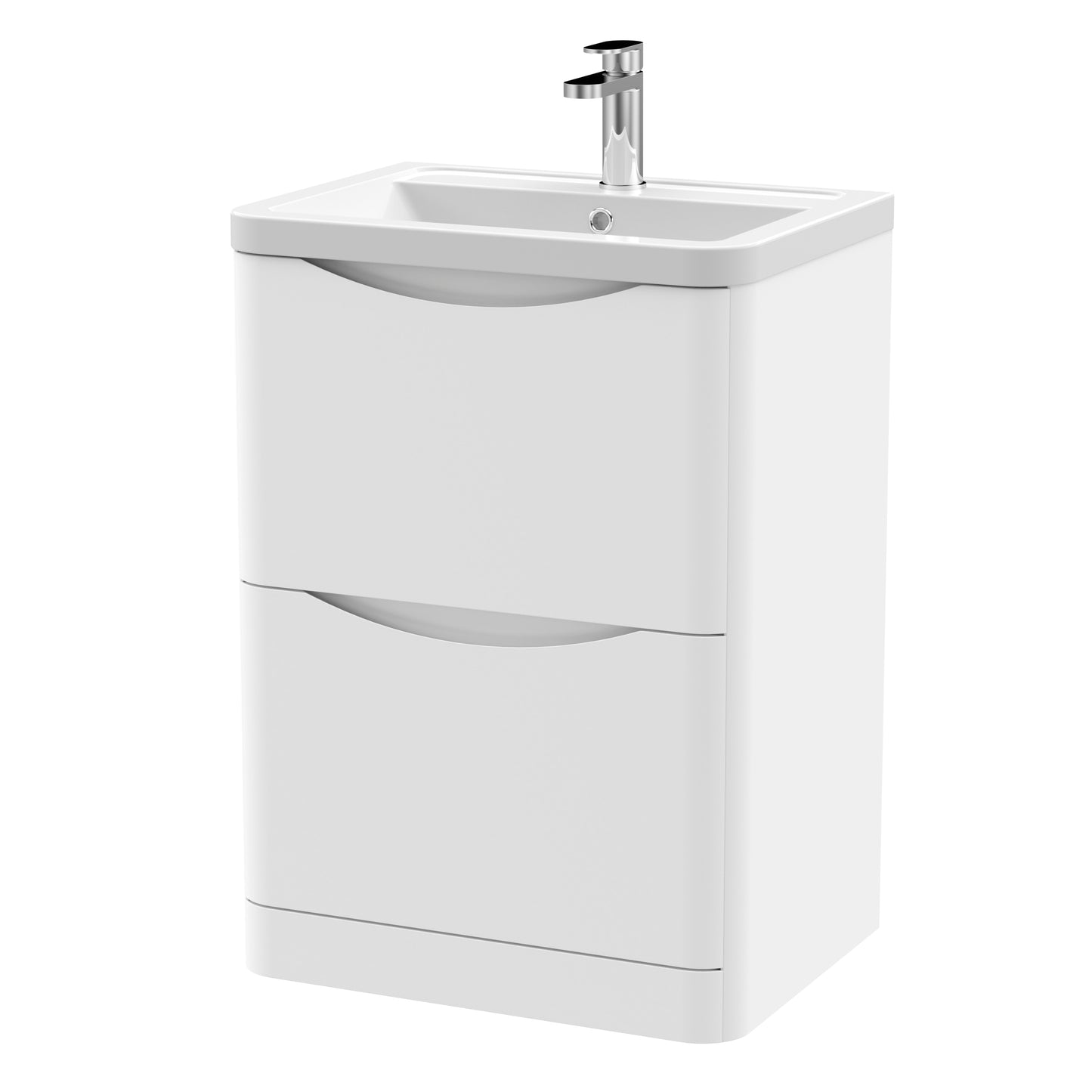 NUIE 600mm Floor Standing 2 Drawer Vanity & Ceramic Basin