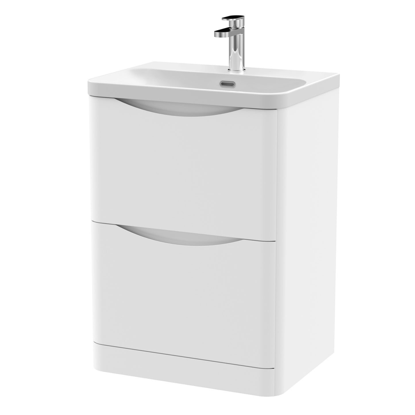 NUIE 600mm Floor Standing 2 Drawer Vanity & Thin Edge Ceramic Basin