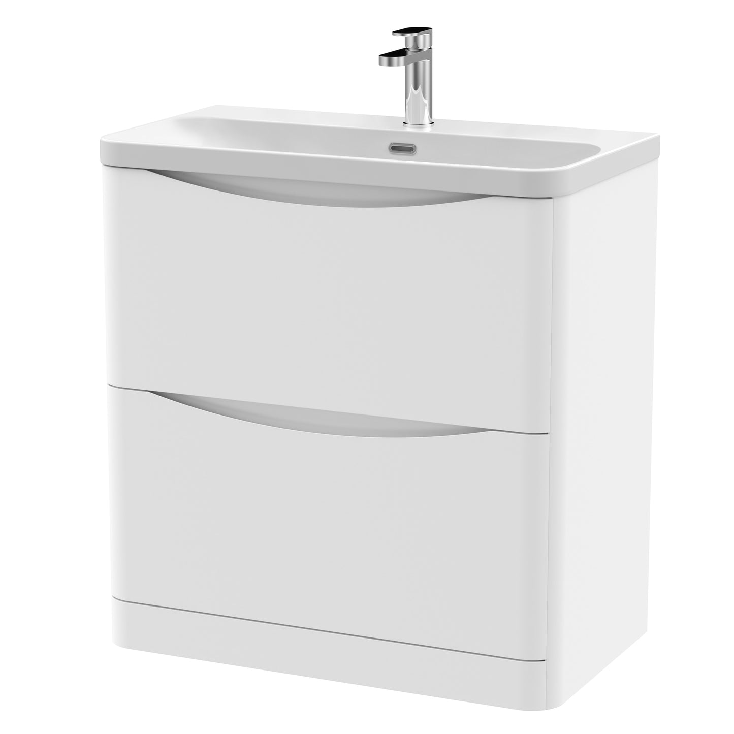 NUIE 800mm Floor Standing 2 Drawer Vanity & Thin Edge Ceramic Basin