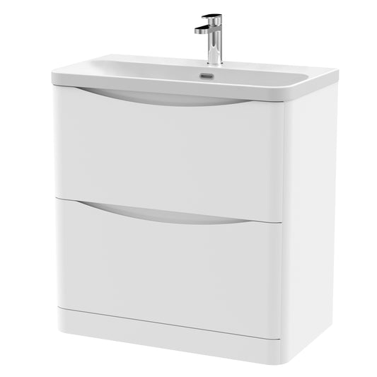 NUIE 800mm Floor Standing 2 Drawer Vanity & Thin Edge Ceramic Basin