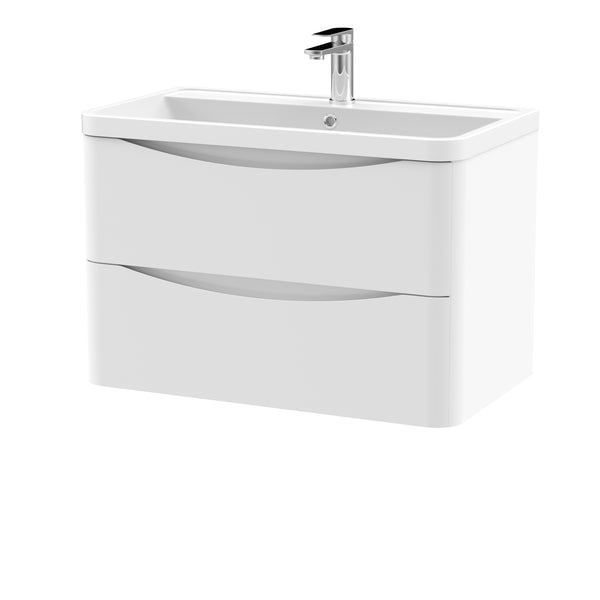 NUIE 800mm Wall Hung 2 Drawer Vanity & Polymarble Basin