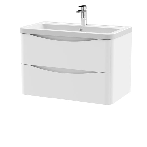 NUIE 800mm Wall Hung 2 Drawer Vanity & Ceramic Basin