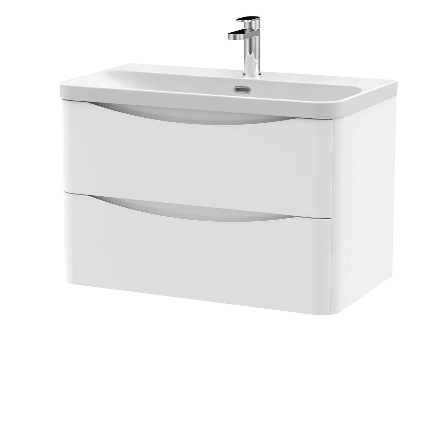 NUIE 800mm Wall Hung 2 Drawer Vanity & Thin Edge Ceramic Basin