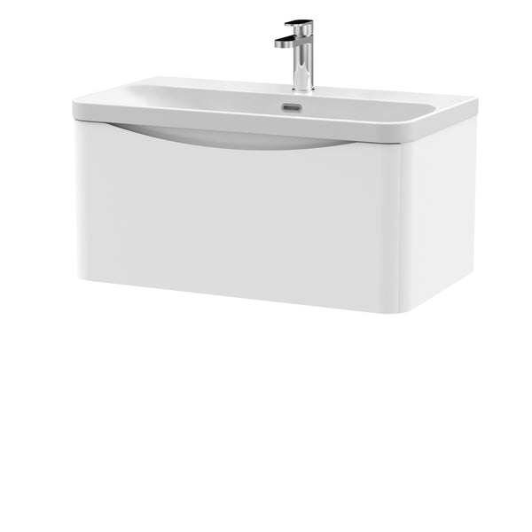 NUIE 800mm Wall Hung 1 Drawer Vanity & Thin Edge Ceramic Basin