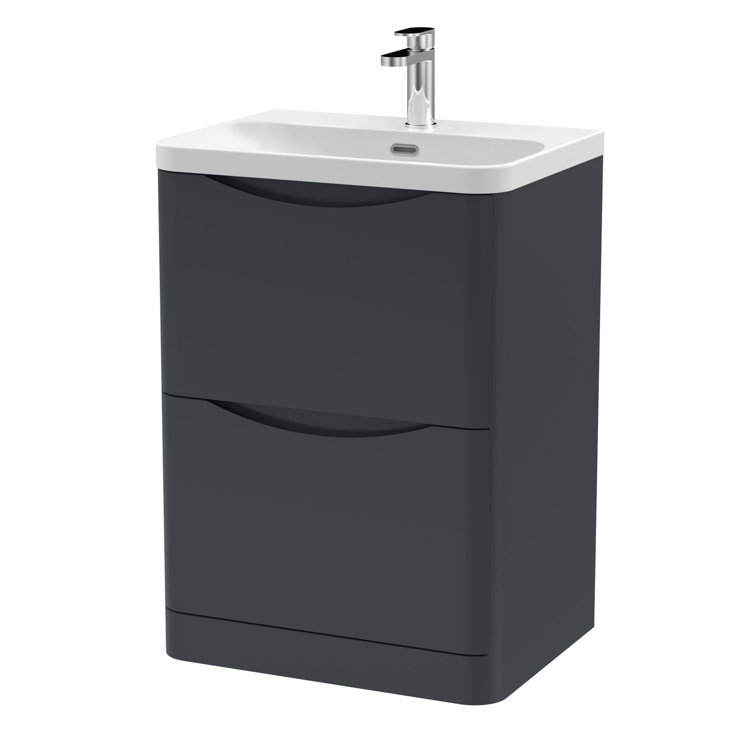 NUIE 600mm Floor Standing 2 Drawer Vanity & Thin Edge Ceramic Basin
