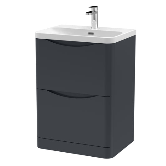 NUIE 600mm Floor Standing 2 Drawer Vanity & Thin Edge Ceramic Basin