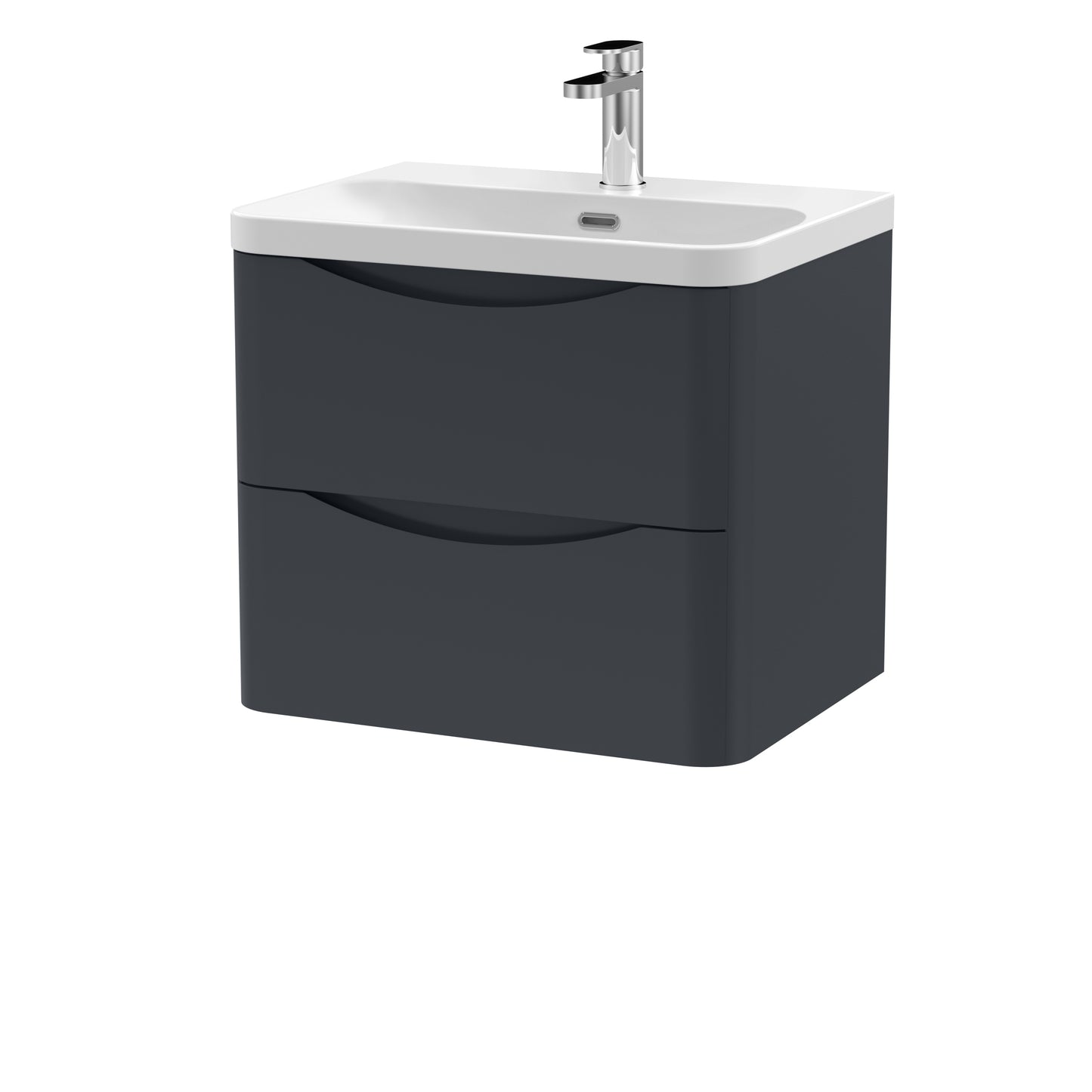 NUIE 600mm Wall Hung 2 Drawer Vanity & Thin Edge Ceramic Basin