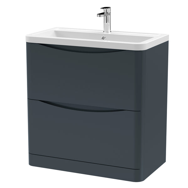 NUIE 800mm Floor Standing 2 Drawer Vanity & Ceramic Basin