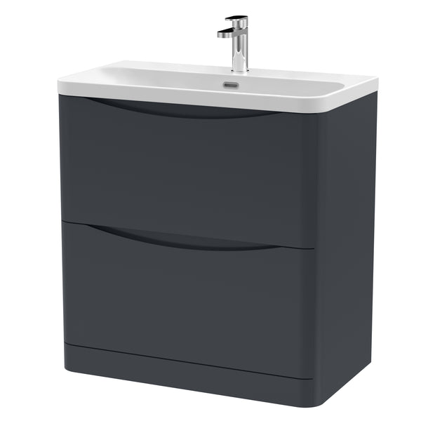 NUIE 800mm Floor Standing 2 Drawer Vanity & Thin Edge Ceramic Basin
