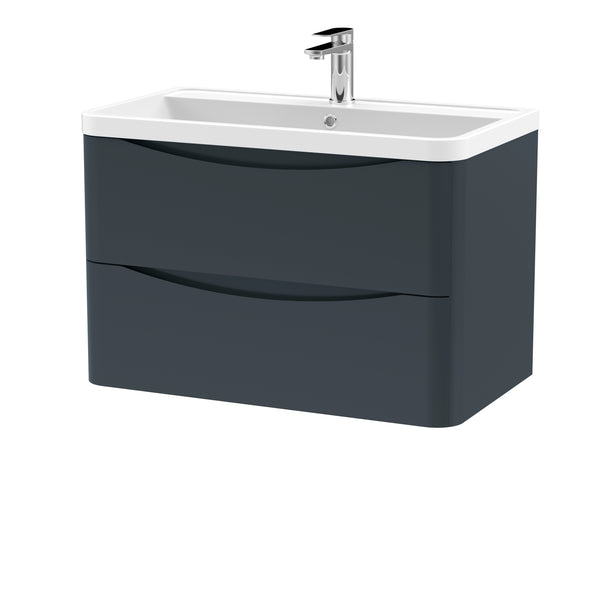 NUIE 800mm Wall Hung 2 Drawer Vanity & Polymarble Basin