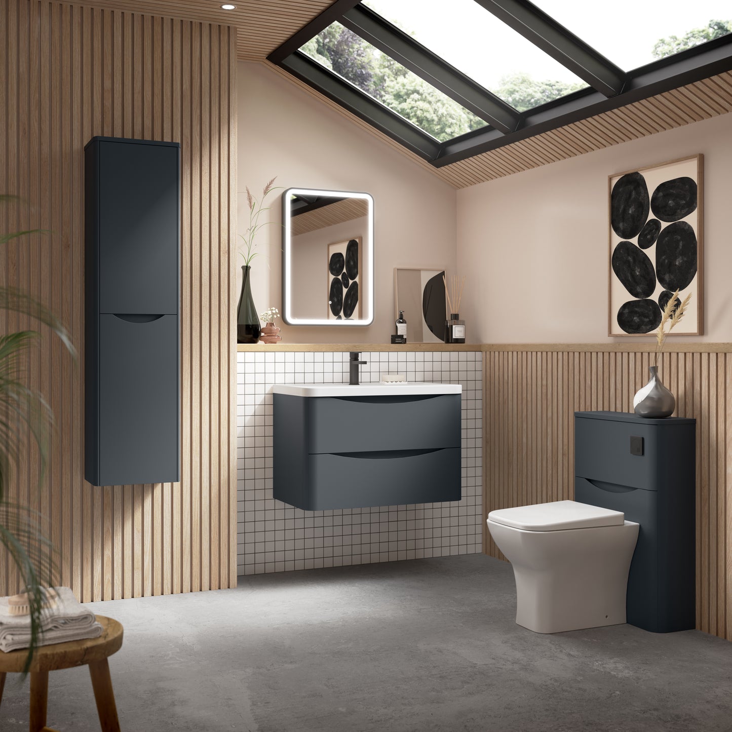 NUIE 800mm Wall Hung 2 Drawer Vanity & Polymarble Basin