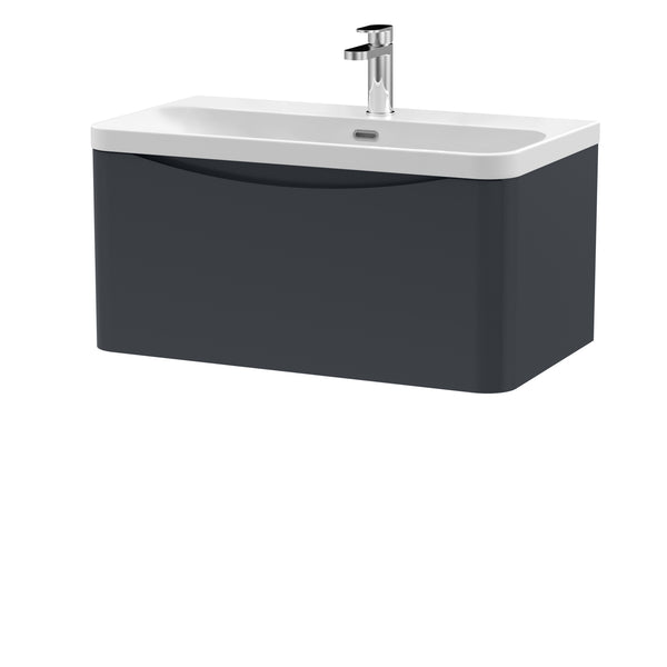 NUIE 800mm Wall Hung 1 Drawer Vanity & Thin Edge Ceramic Basin