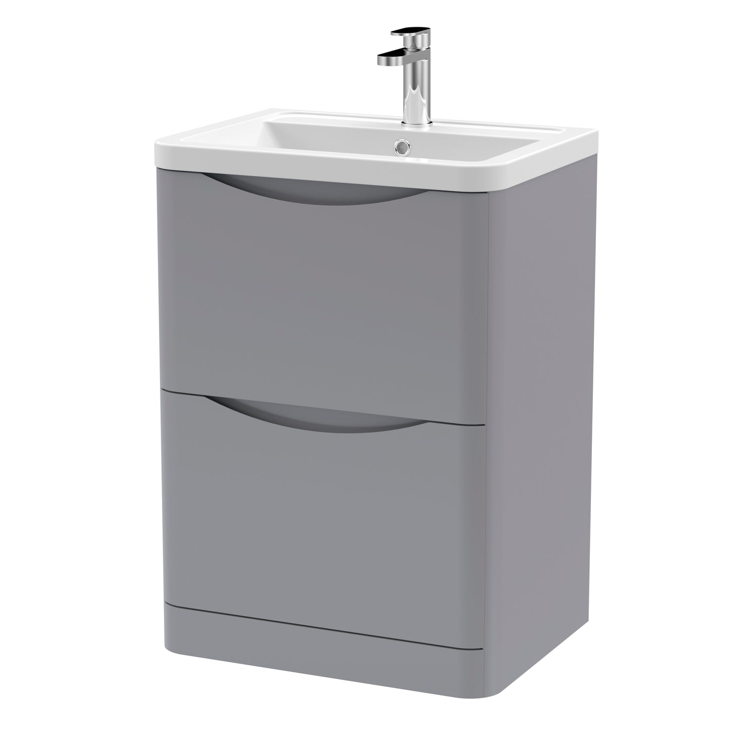 NUIE 600mm Floor Standing 2 Drawer Vanity & Ceramic Basin