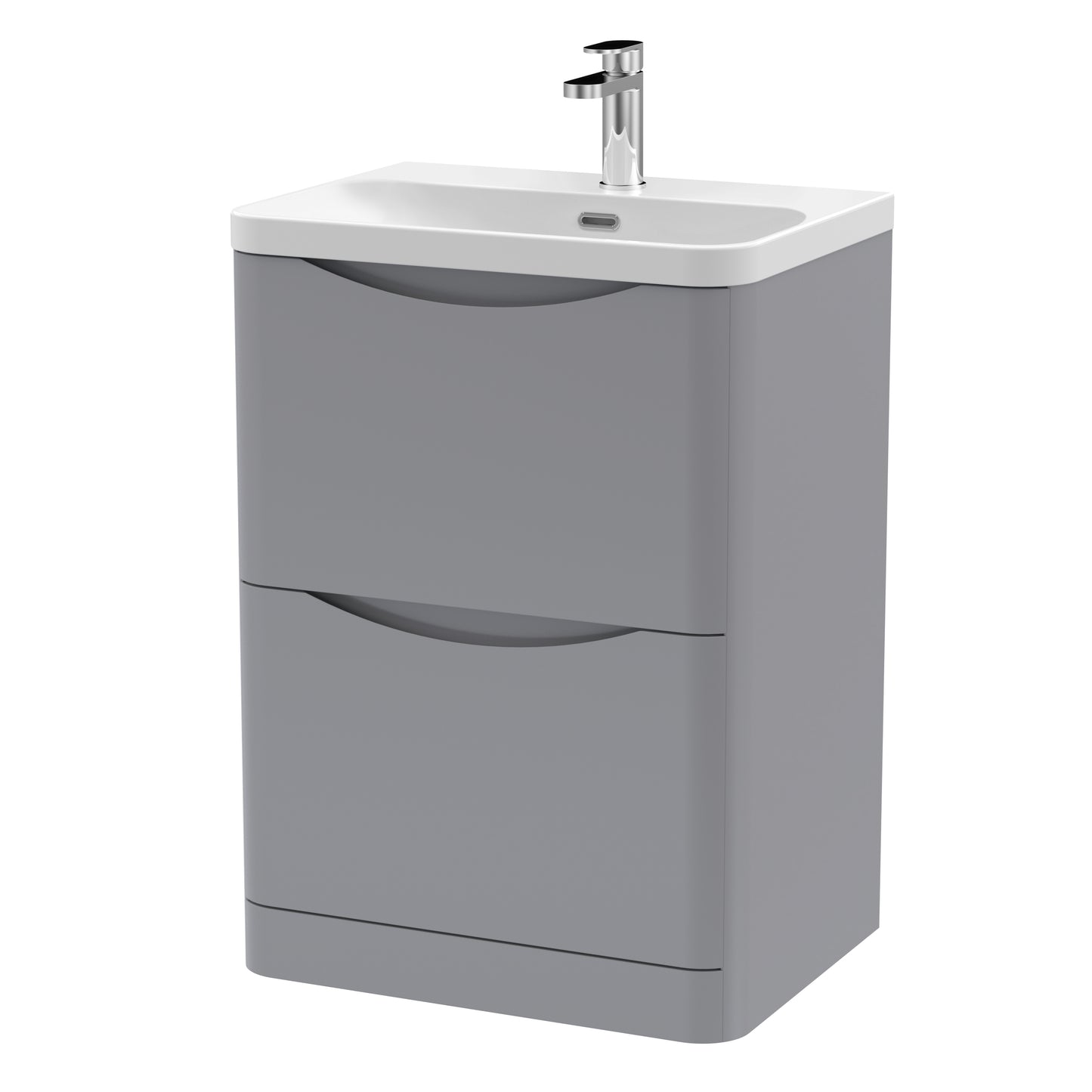 NUIE 600mm Floor Standing 2 Drawer Vanity & Thin Edge Ceramic Basin