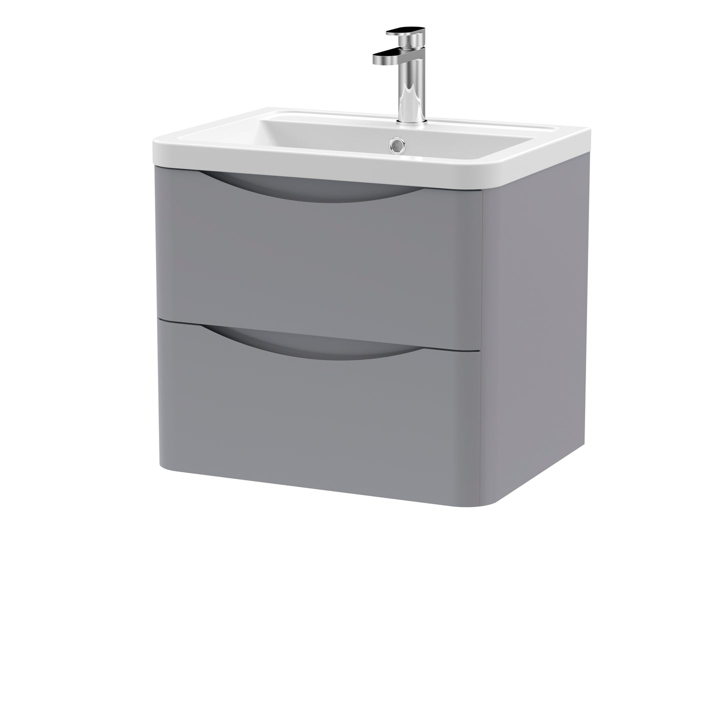 NUIE 600mm Wall Hung 2 Drawer Vanity & Ceramic Basin
