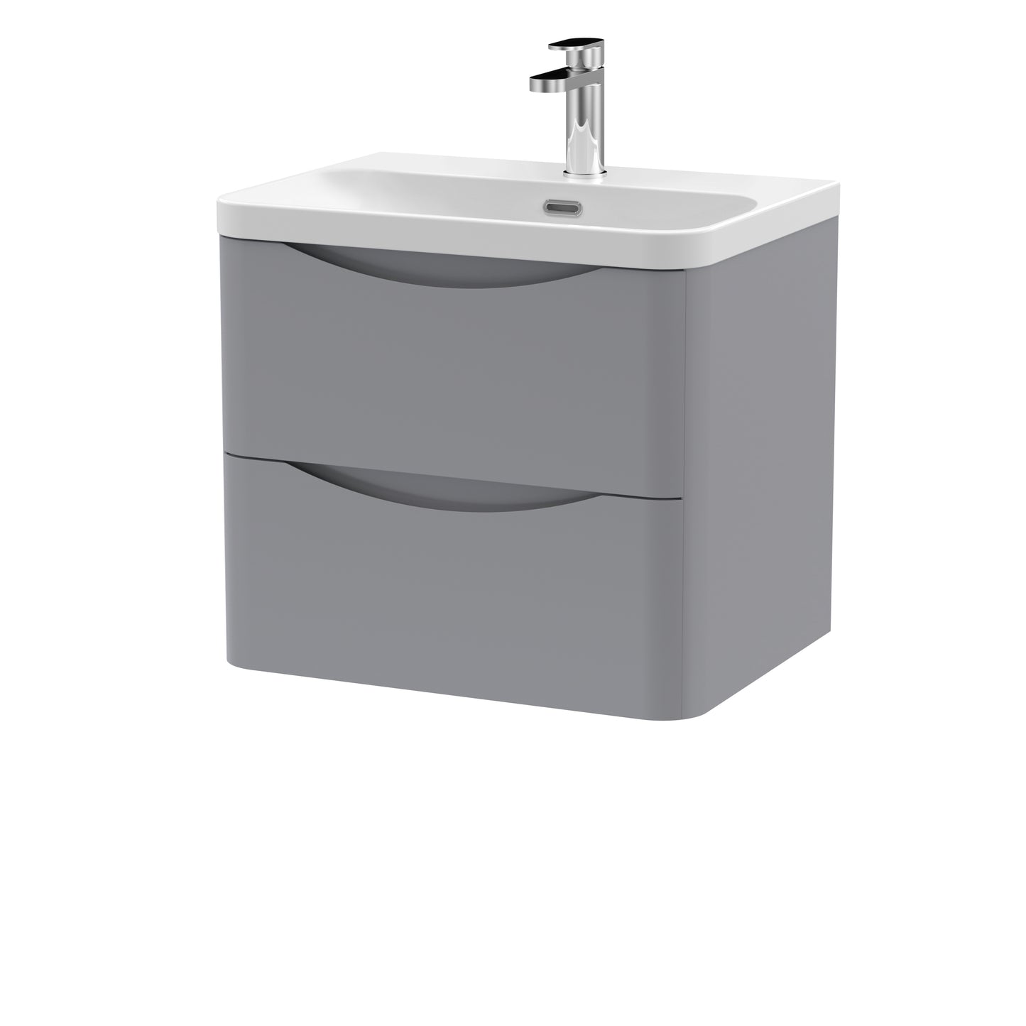 NUIE 600mm Wall Hung 2 Drawer Vanity & Thin Edge Ceramic Basin