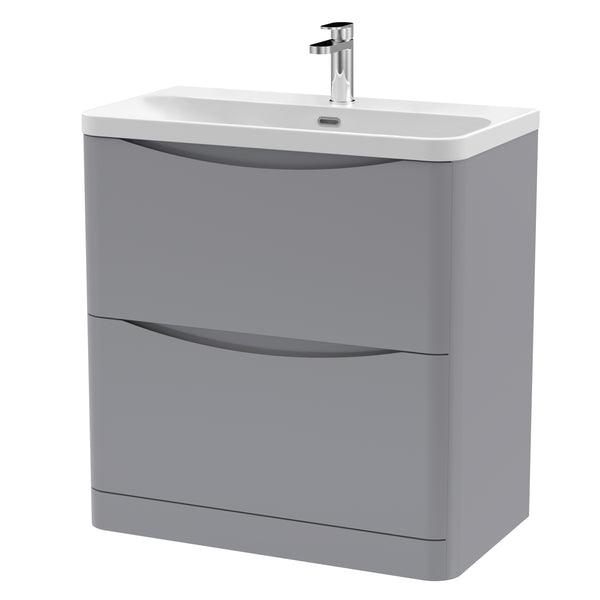 NUIE 800mm Floor Standing 2 Drawer Vanity & Thin Edge Ceramic Basin
