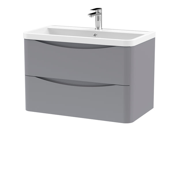 NUIE 800mm Wall Hung 2 Drawer Vanity & Polymarble Basin