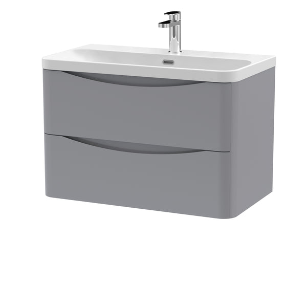 NUIE 800mm Wall Hung 2 Drawer Vanity & Thin Edge Ceramic Basin