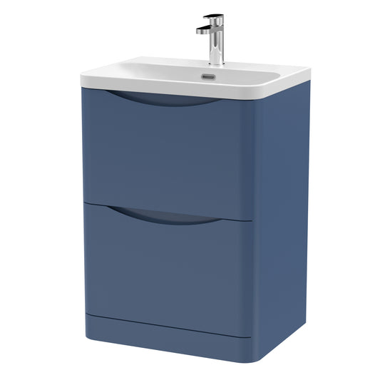 NUIE 600mm Floor Standing 2 Drawer Vanity & Thin Edge Ceramic Basin