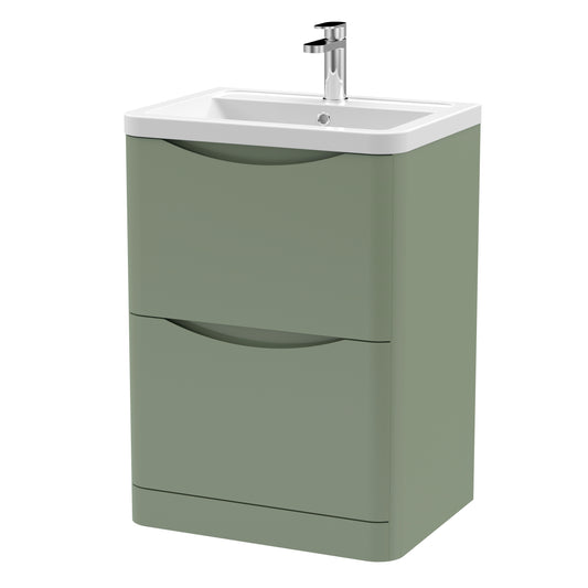 NUIE 600mm Floor Standing 2 Drawer Vanity & Ceramic Basin