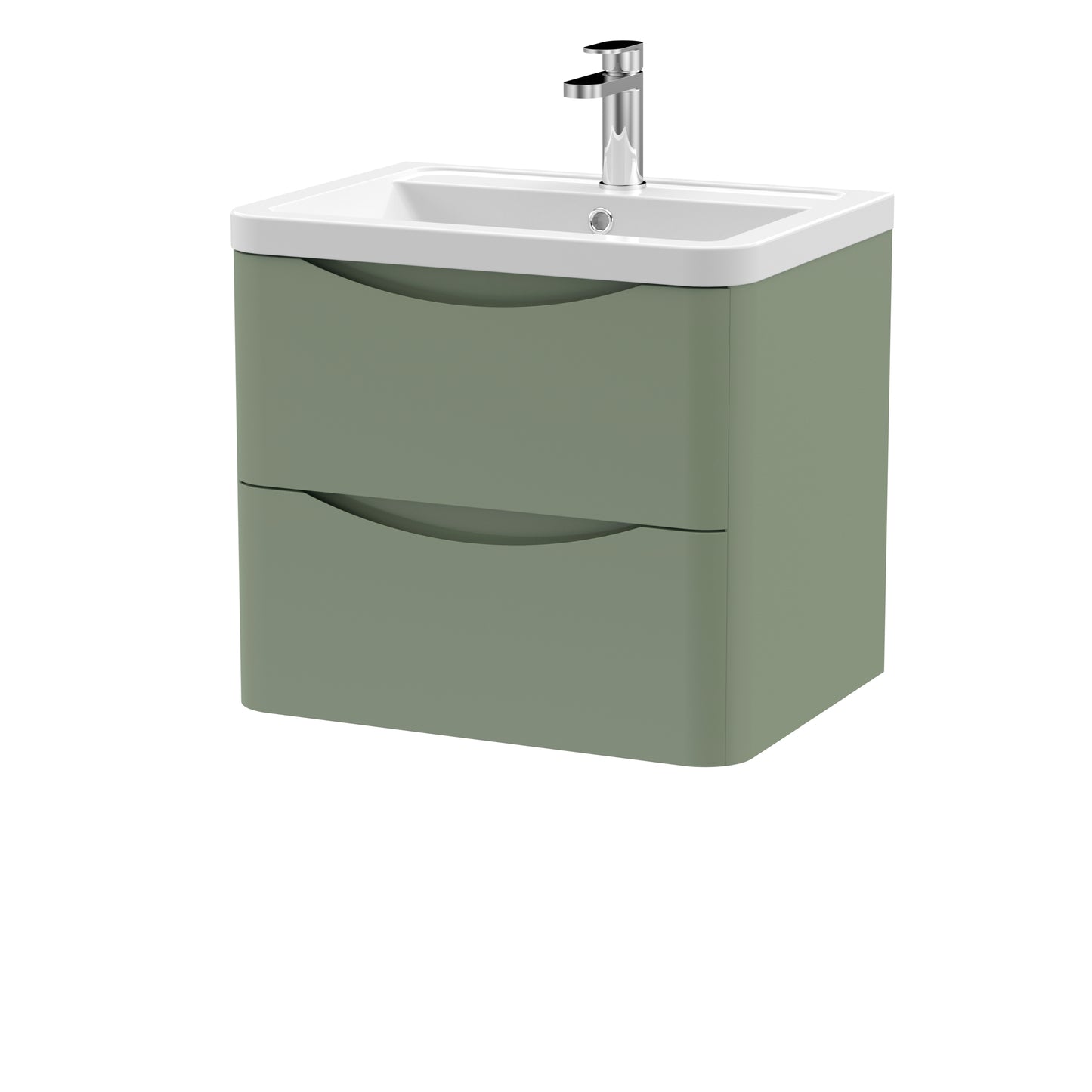 NUIE 600mm Wall Hung 2 Drawer Vanity & Ceramic Basin
