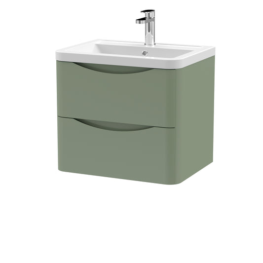NUIE 600mm Wall Hung 2 Drawer Vanity & Ceramic Basin