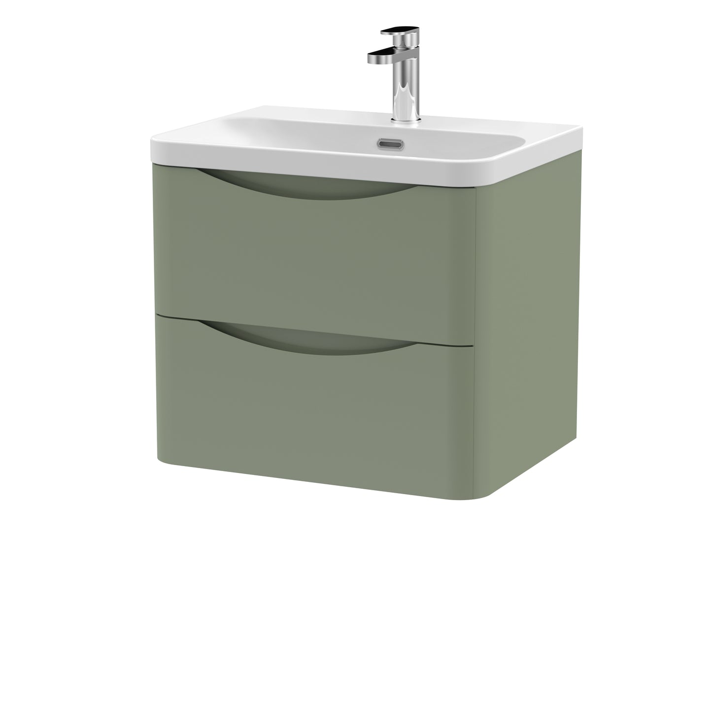 NUIE 600mm Wall Hung 2 Drawer Vanity & Thin Edge Ceramic Basin