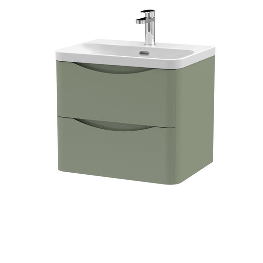 NUIE 600mm Wall Hung 2 Drawer Vanity & Thin Edge Ceramic Basin