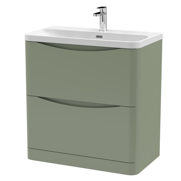 NUIE 800mm Floor Standing 2 Drawer Vanity & Thin Edge Ceramic Basin