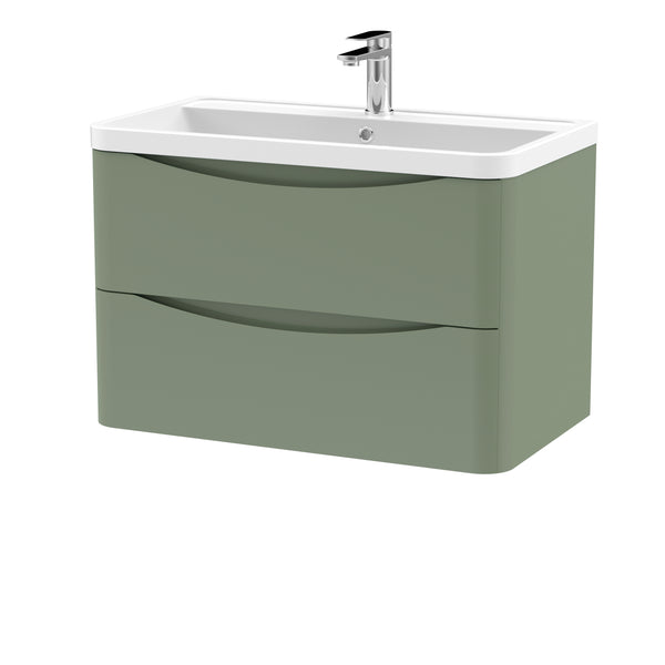 NUIE 800mm Wall Hung 2 Drawer Vanity & Polymarble Basin