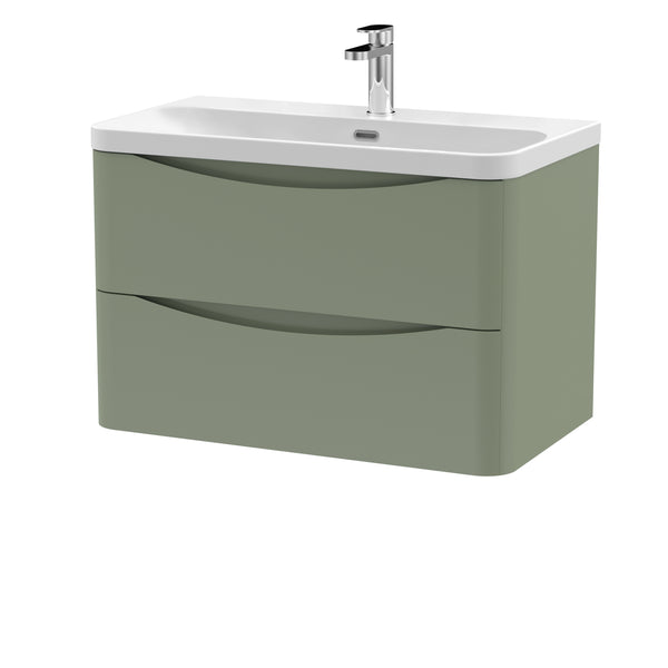 NUIE 800mm Wall Hung 2 Drawer Vanity & Thin Edge Ceramic Basin