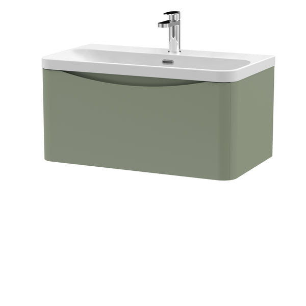 NUIE 800mm Wall Hung 1 Drawer Vanity & Thin Edge Ceramic Basin