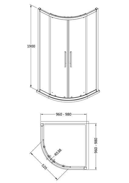 Hudson Reed Apex 1000mm Quadrant