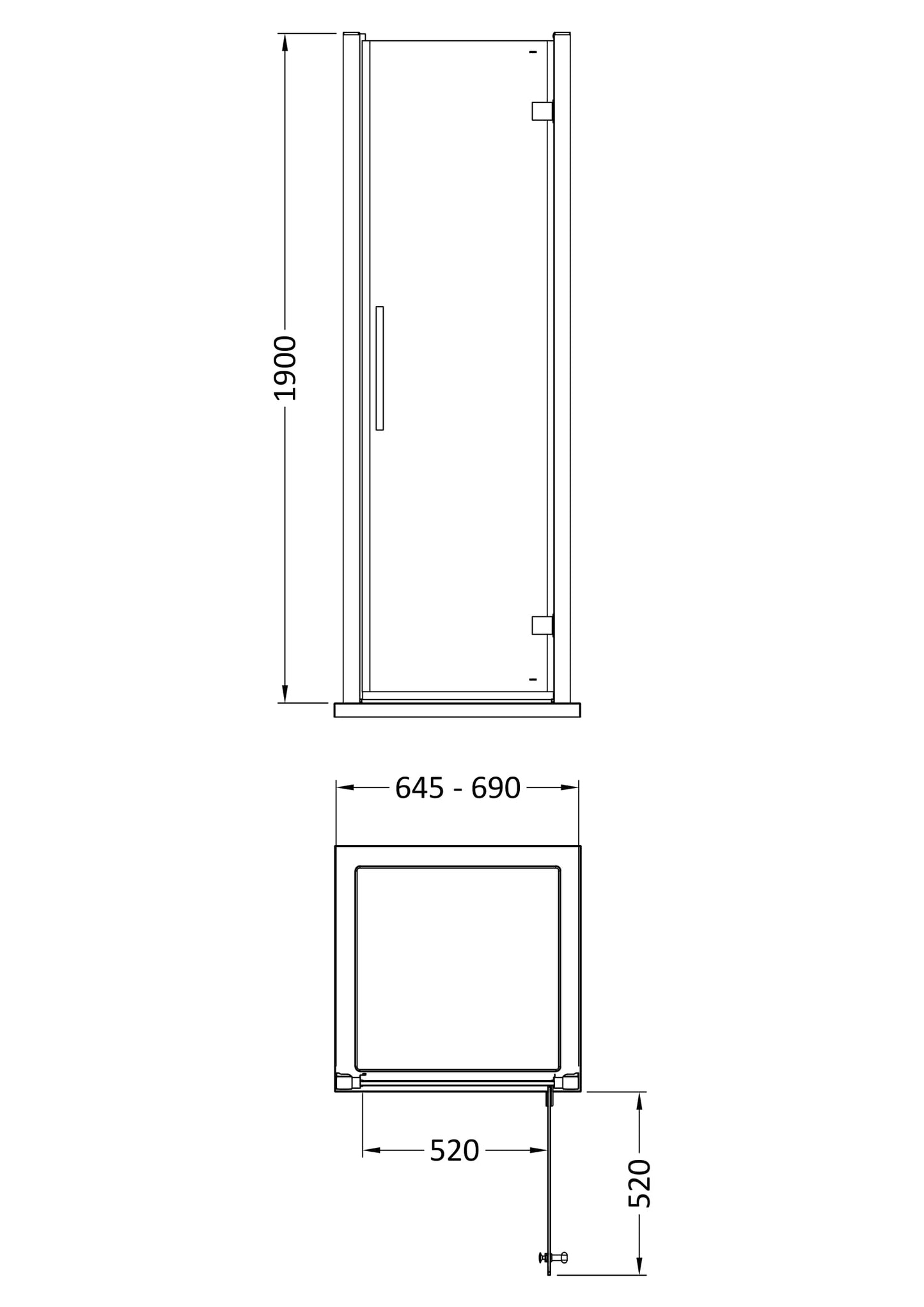 Hudson Reed Apex 700mm Hinged Door