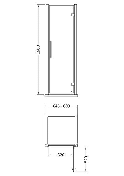Hudson Reed Apex 700mm Hinged Door